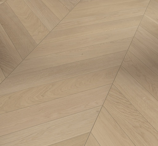 [1411C0284] Parquet 3plis Trendtime 10 Chevron 45° (point de Hongrie) - Natur- chêne Dune vernis mat - 1 frise monol.mini-chf-610x90x15mm-CU: 3.5mm - raine-crêté - 0.878 m2/cart. - 42.163m2/palette - 8.69 kg/m2