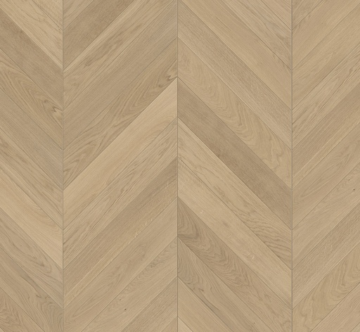 [1411C0288] Parquet 3plis Trendtime 10 Chevron 45° (point de Hongrie) - Natur- chêne vernis mat blanc - 1 frise monol.mini-chf-610x90x15mm-CU: 3.5mm - raine-crêté - 0.878 m2/cart. - 42.163m2/palette - 8.69 kg/m2